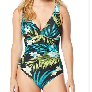 Coco Reef $146 Women's Contours Solitaire V-Neck One Piece Swimsuit 12‎ 36C